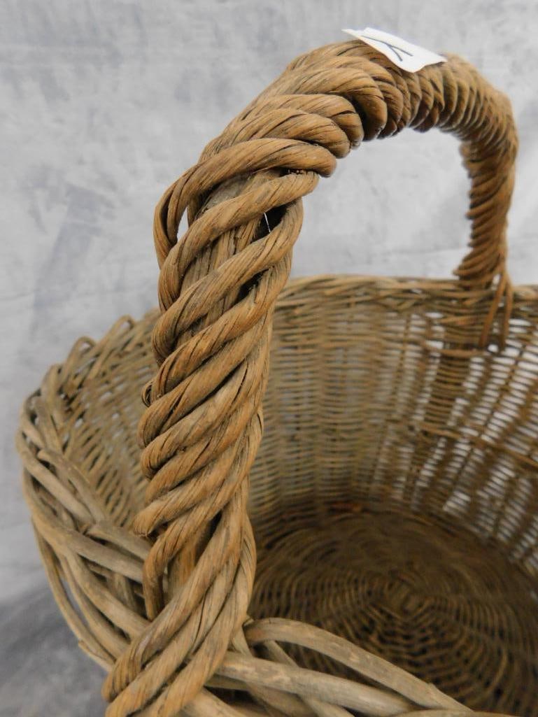 Group of 3 Early Handled Baskets - 18.5" x 18" x 20" - 11" x 10" x 11" and 9" x 13" x 11" - 4