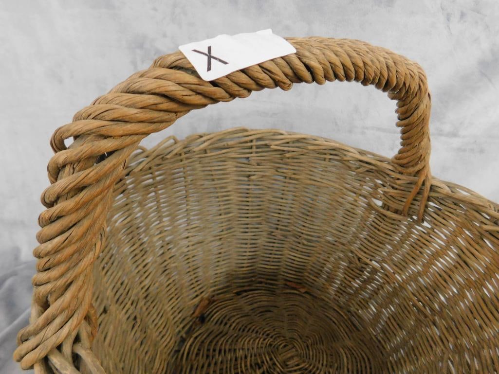 Group of 3 Early Handled Baskets - 18.5" x 18" x 20" - 11" x 10" x 11" and 9" x 13" x 11" - 5