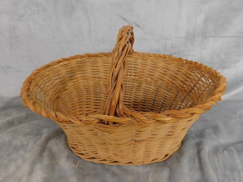 Group of 3 Early Handled Baskets - 18.5" x 18" x 20" - 11" x 10" x 11" and 9" x 13" x 11" - 7