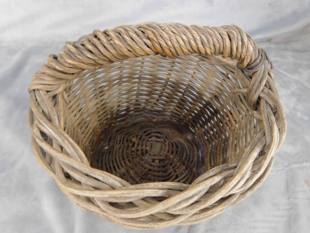 Group of 3 Vintage Handled Baskets - 1.5" x 25.5" x 19.5" and 13" x 13" x 14" - 10