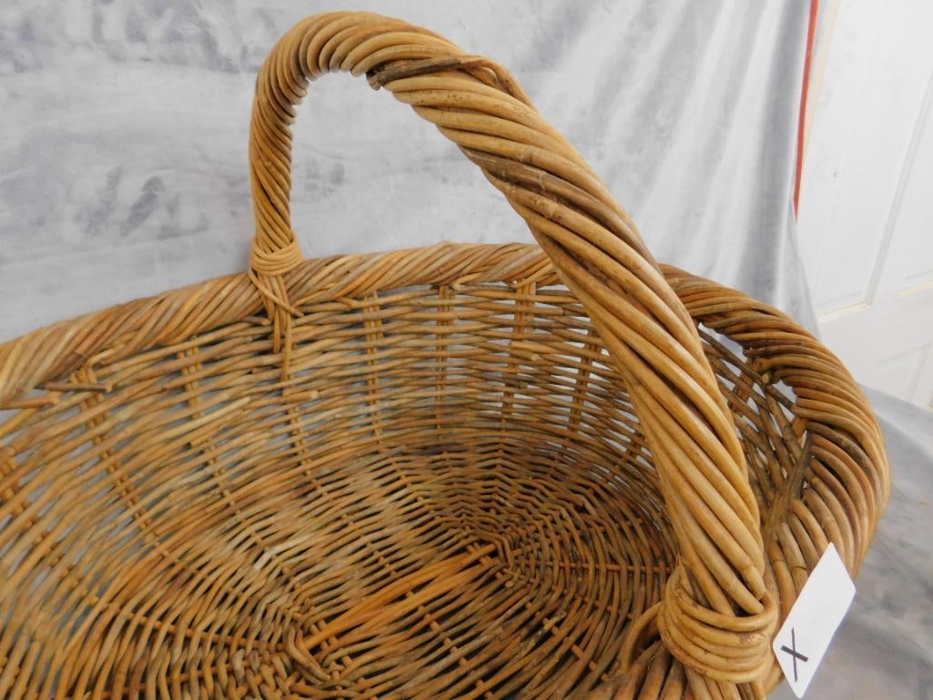 Group of 3 Vintage Handled Baskets - 1.5" x 25.5" x 19.5" and 13" x 13" x 14" - 3
