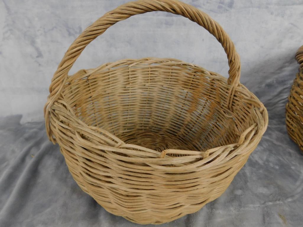 Group of 3 Vintage Handled Baskets - 1.5" x 25.5" x 19.5" and 13" x 13" x 14" - 6