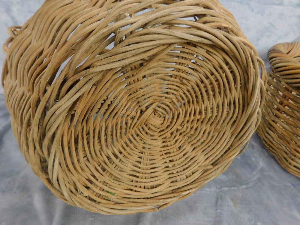 Group of 3 Vintage Handled Baskets - 1.5" x 25.5" x 19.5" and 13" x 13" x 14" - 8