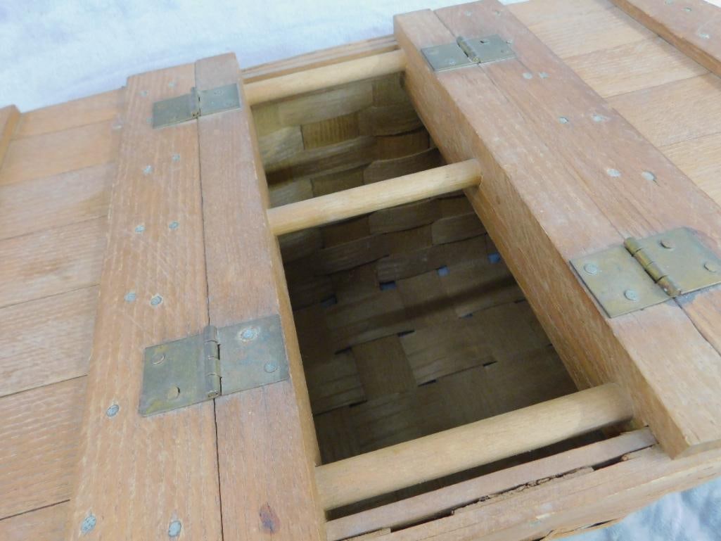 Vintage Double Handled Picnic Basket - 9.5" x 19" x 12" - 6