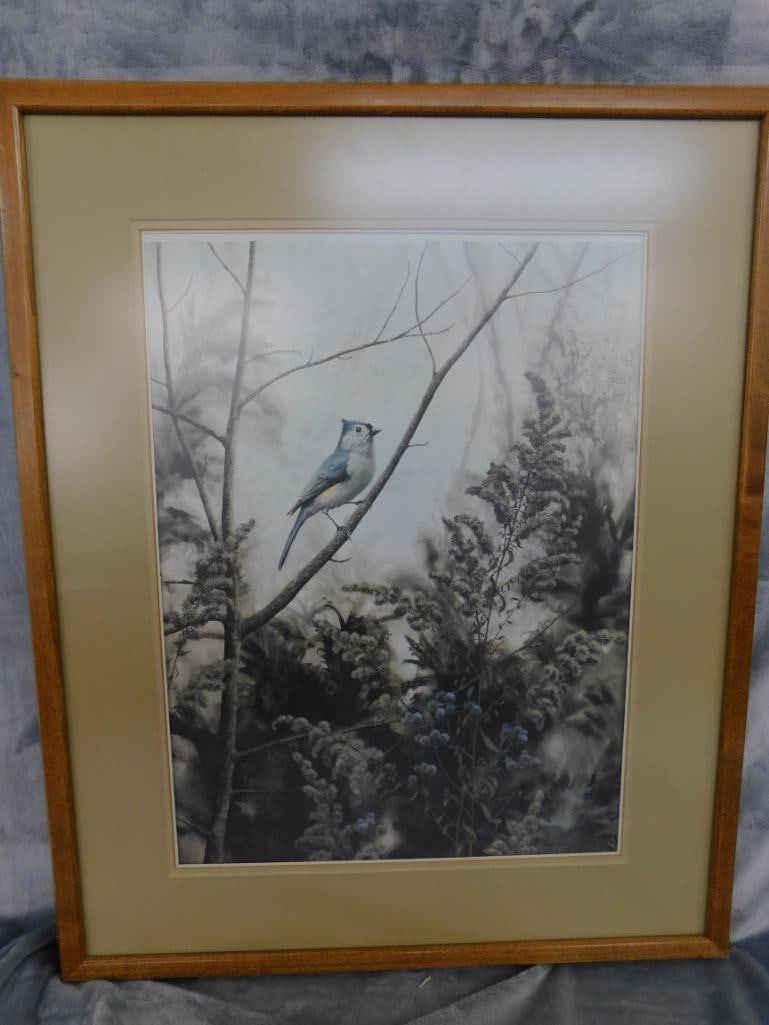 Jean Vietor Signed - Lithograph Print - "Tuft Titmouse" - 27.5" x 22.5" - 10