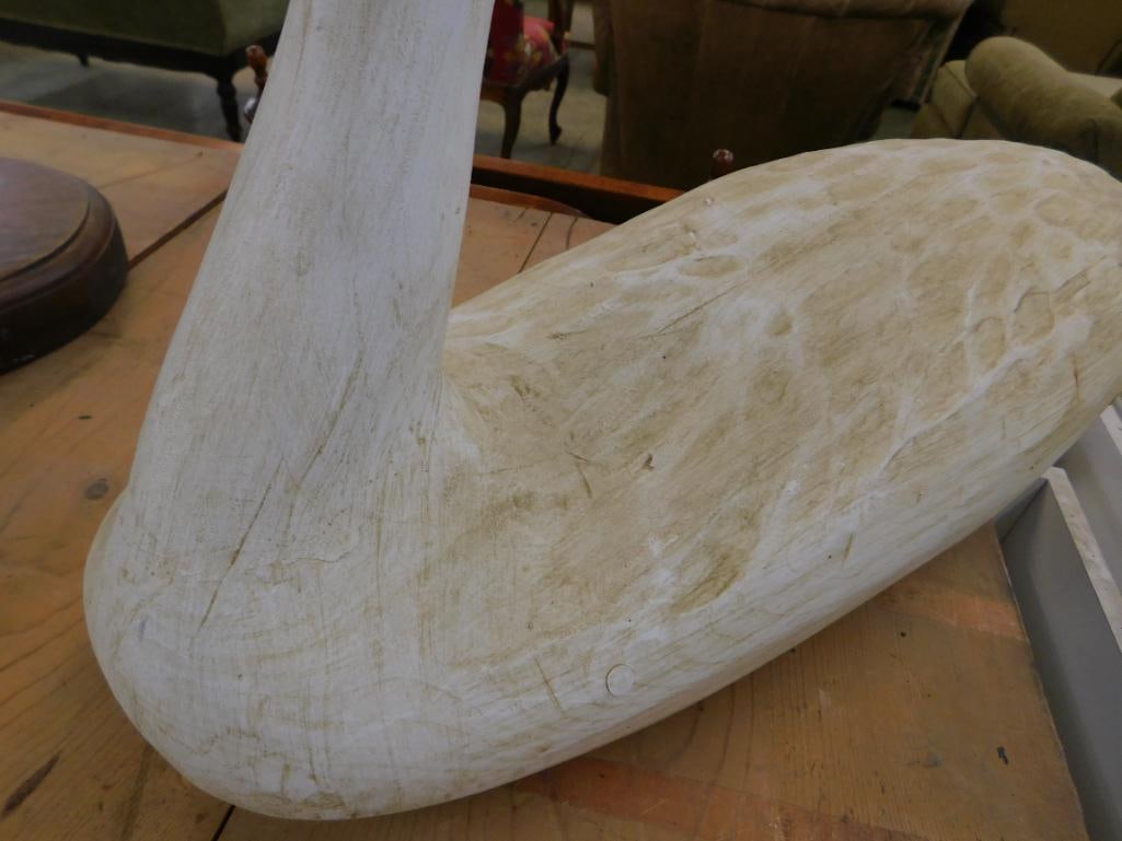 Large Carved Wood Goose / Swan - Signed Hank Walker - 16" x 26" x 8" - 4