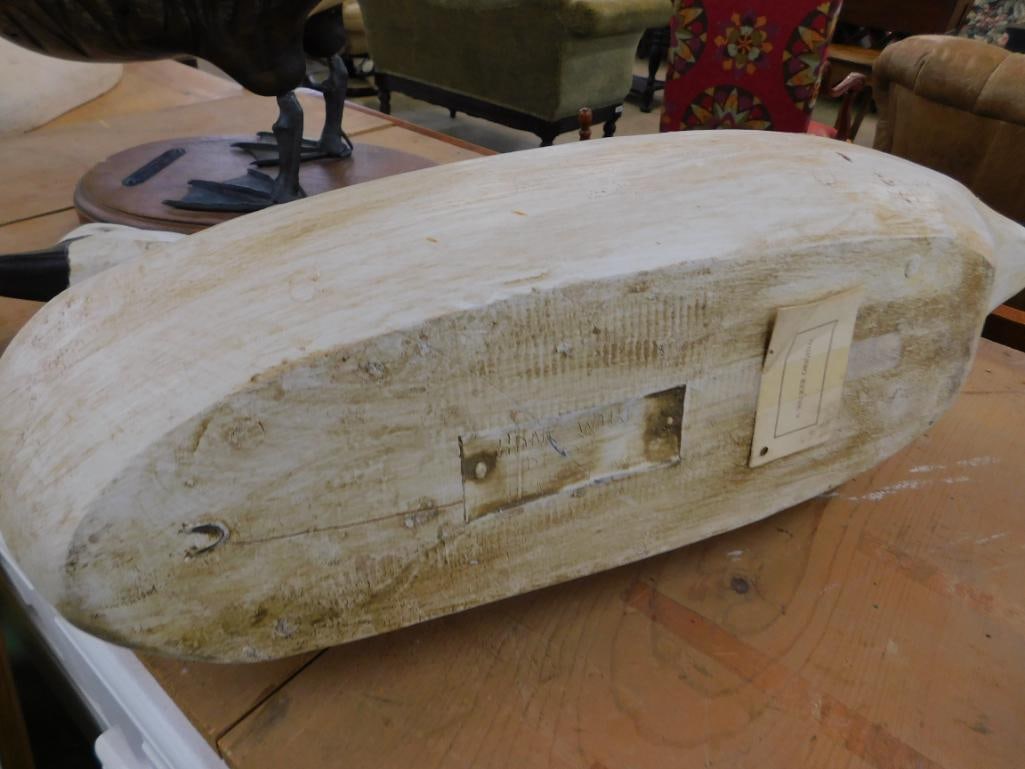 Large Carved Wood Goose / Swan - Signed Hank Walker - 16" x 26" x 8" - 8