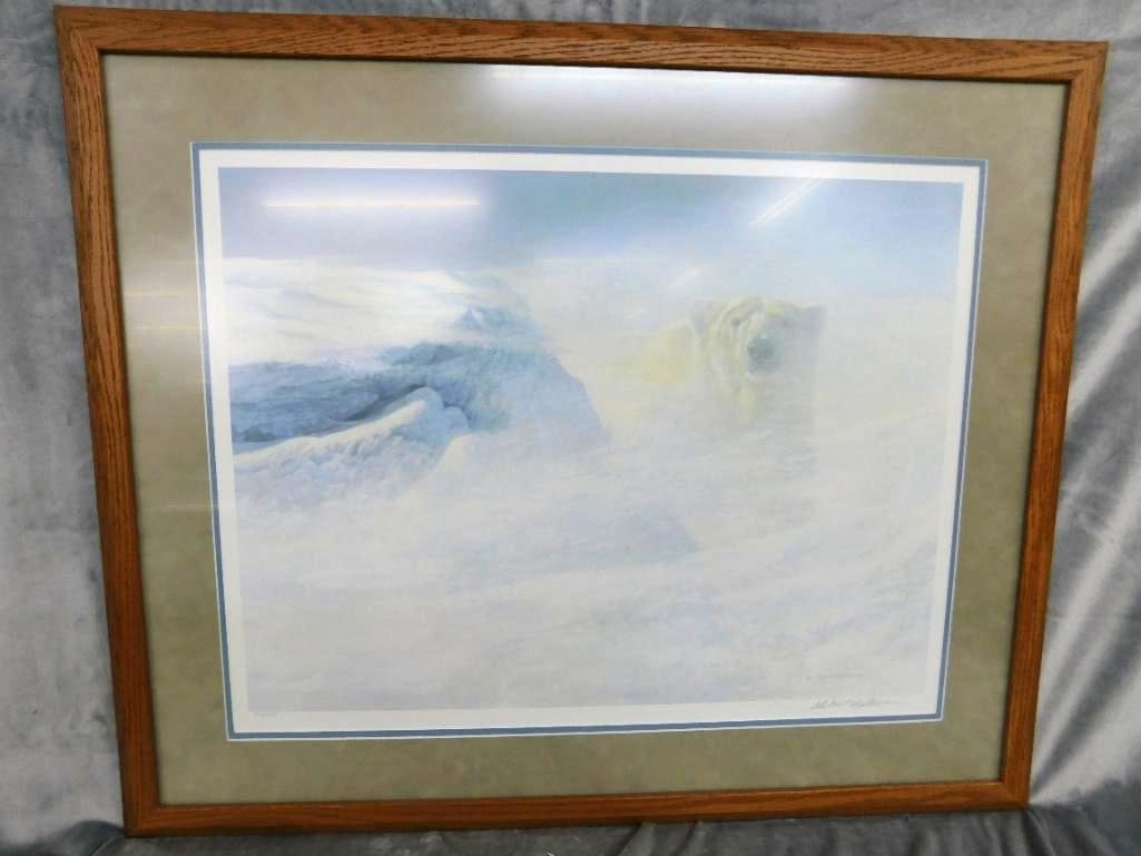 Robert Bateman Signed - 1980 Lithograph Print - "White Encounter" - Limited Edition 778/950: 30" x 36.5" - See Photos For Condition and Details