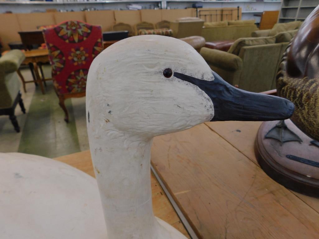 Large Carved Wood Goose / Swan - Unsigned - 14.5" x 27" x 12" - 2