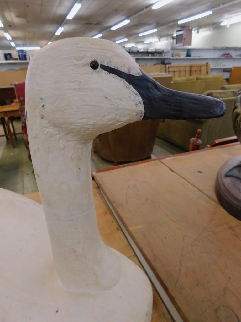 Large Carved Wood Goose / Swan - Unsigned - 14.5" x 27" x 12" - 3