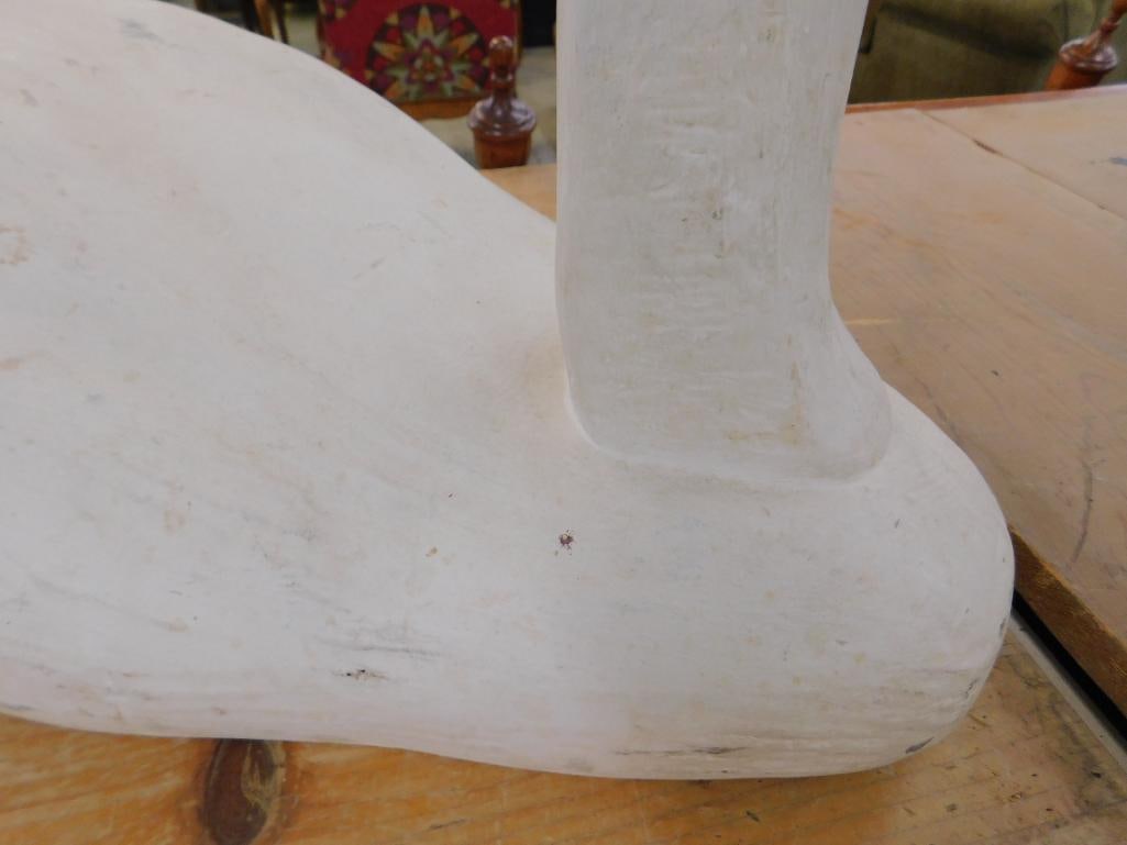 Large Carved Wood Goose / Swan - Unsigned - 14.5" x 27" x 12" - 4