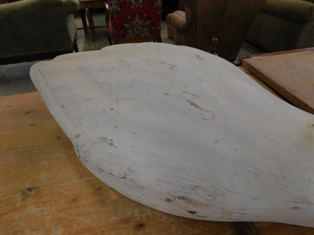 Large Carved Wood Goose / Swan - Unsigned - 14.5" x 27" x 12" - 5
