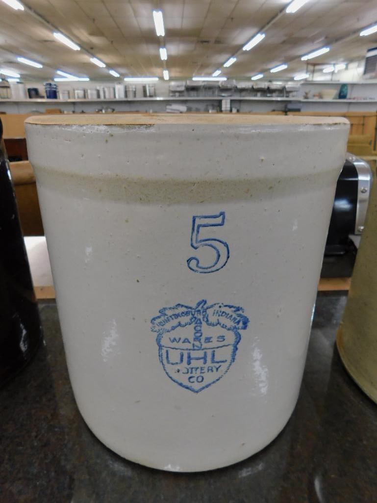 5 Gallon UHL Acorn Wares Pottery Crock - 13" x 12" - 10