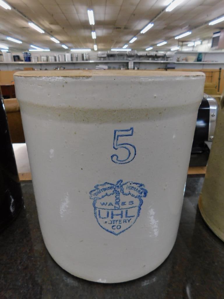 5 Gallon UHL Acorn Wares Pottery Crock - 13" x 12" - 9