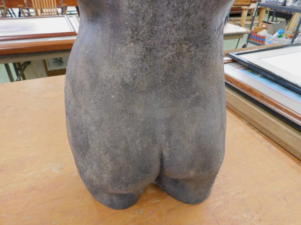Almost Life Size Pottery Womans Torso - Unsigned - 30" x 16" x 9" - 7