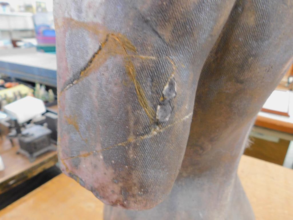Almost Life Size Pottery Womans Torso - Unsigned - 30" x 16" x 9" - 9