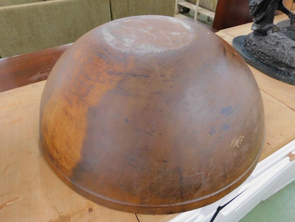Large Carved Wood Bowl - 9" x 25" - 4