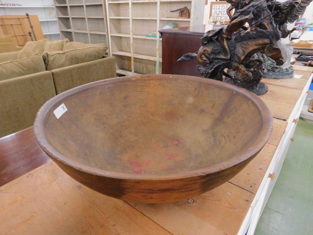 Large Carved Wood Bowl - 9" x 25" - 5