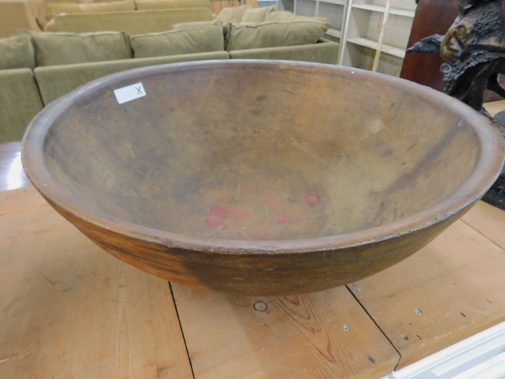 Large Carved Wood Bowl - 9" x 25" - 6