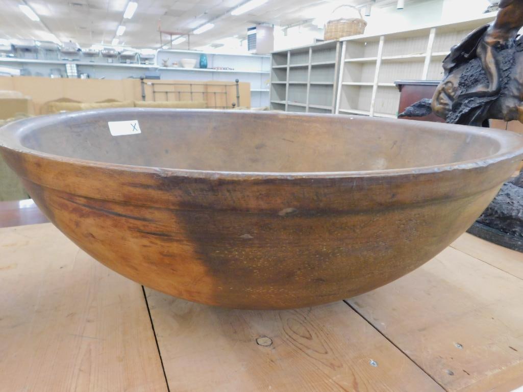 Large Carved Wood Bowl - 9" x 25" - 7
