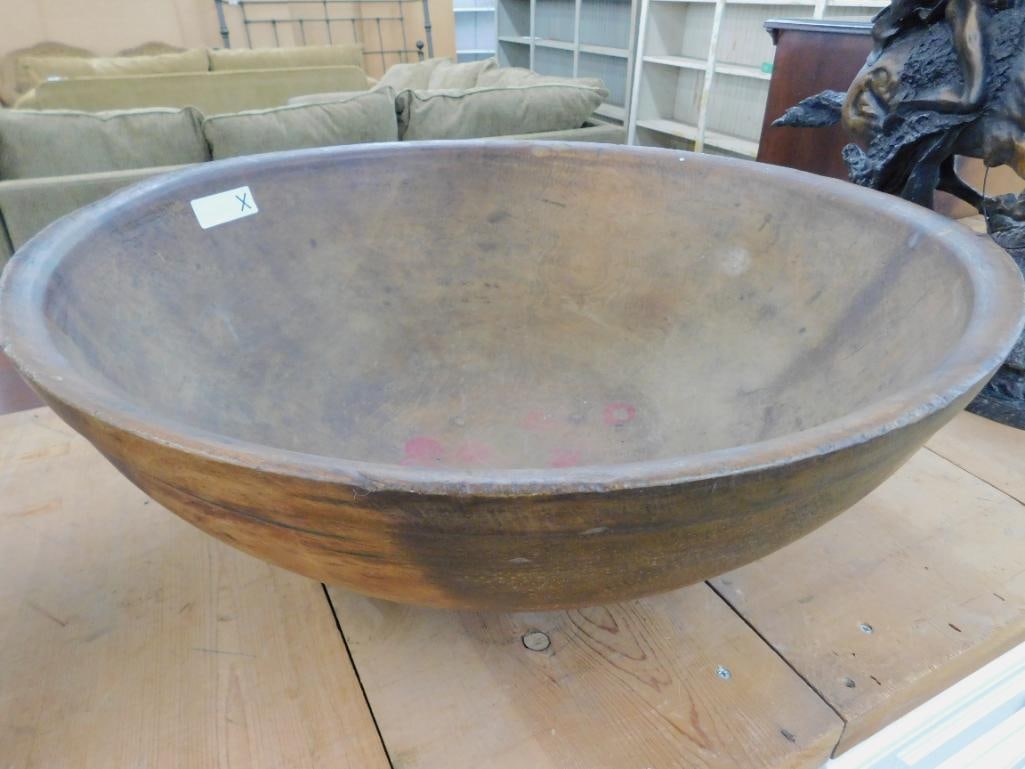 Large Carved Wood Bowl - 9" x 25" - 8