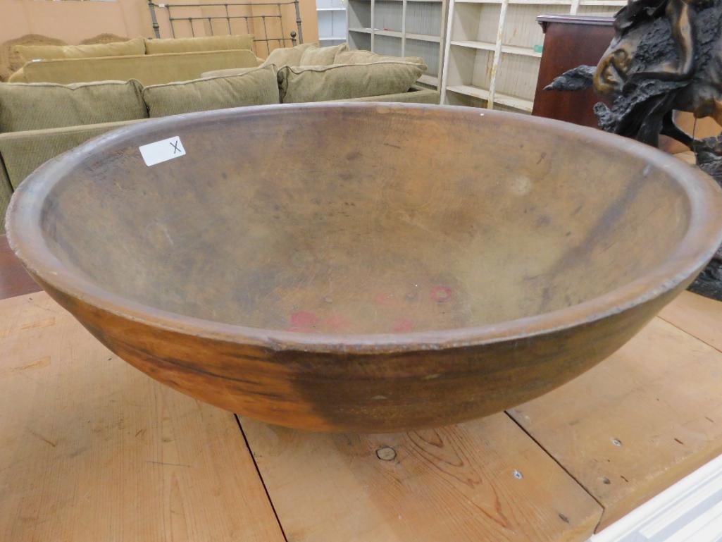 Large Carved Wood Bowl - 9" x 25" - 9