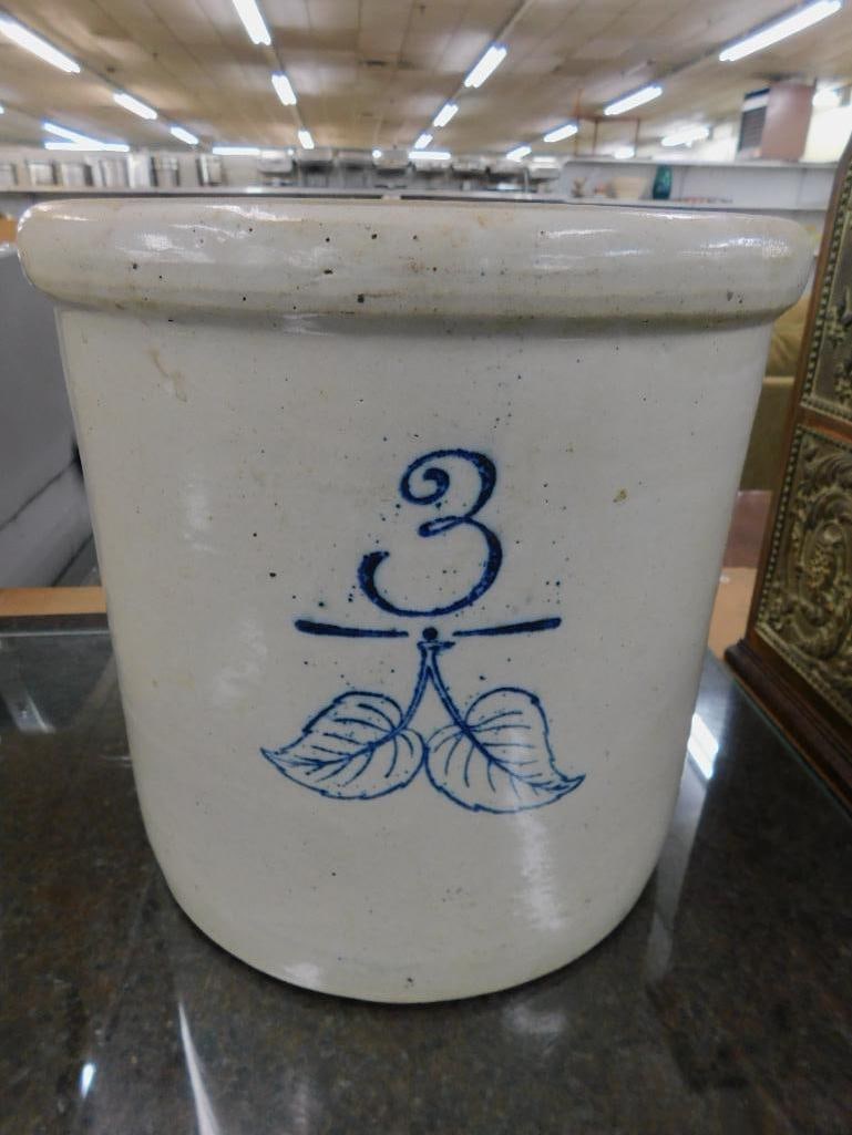 Redwing 3 Gallon Pottery Crock - Decorated - 10.5" x 11" - 10
