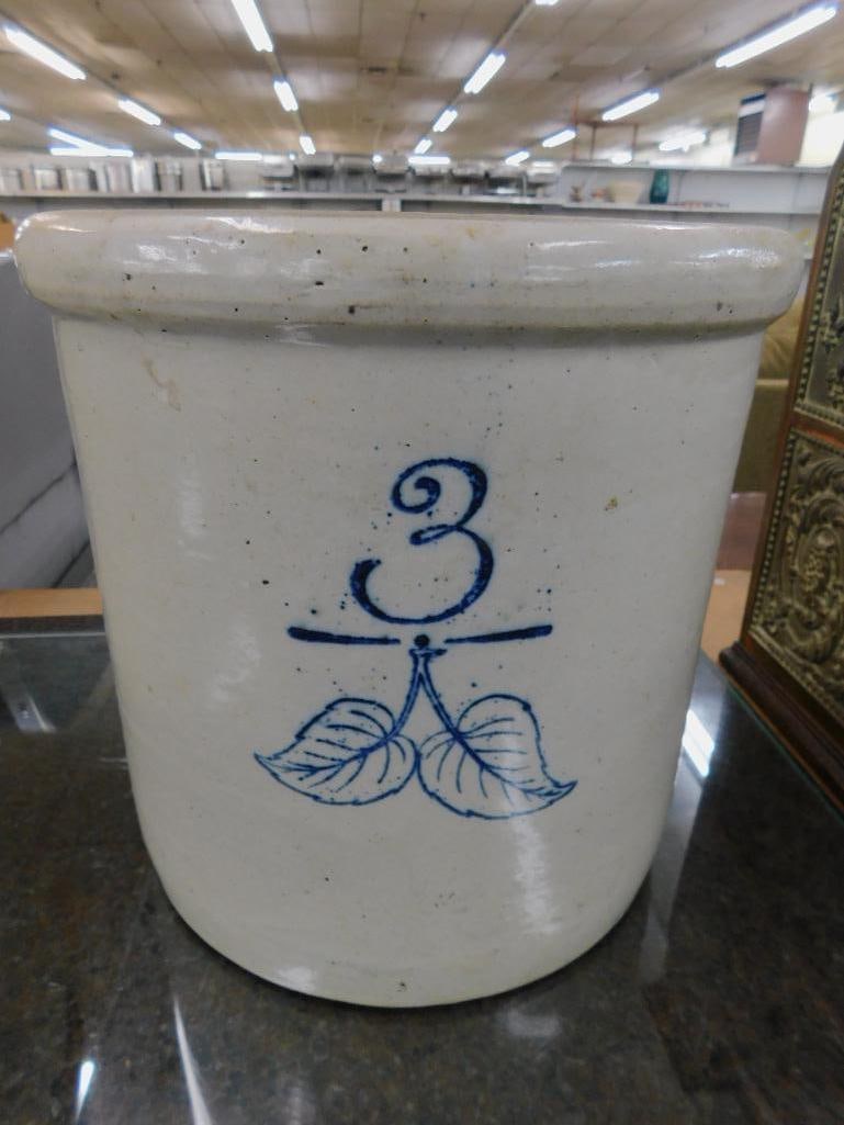Redwing 3 Gallon Pottery Crock - Decorated - 10.5" x 11" - 11