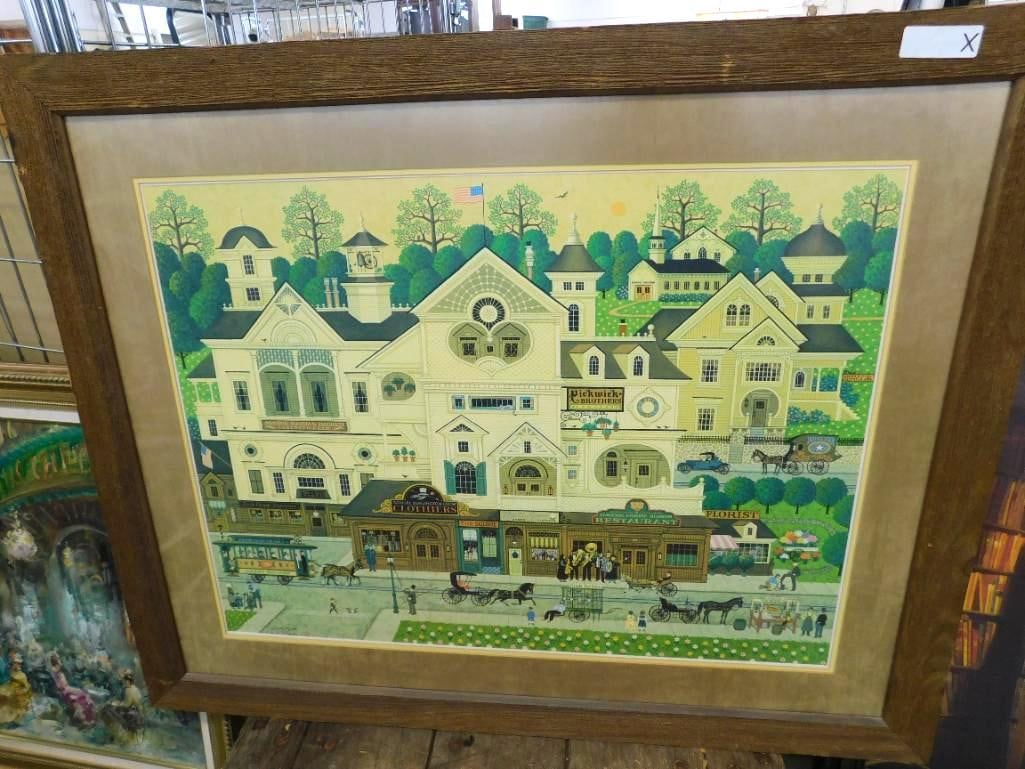 Charles Wysocki - Limited Edition Print 622/1000 - "Derby Square" - 35" x 43": See Photos For Condition and Details