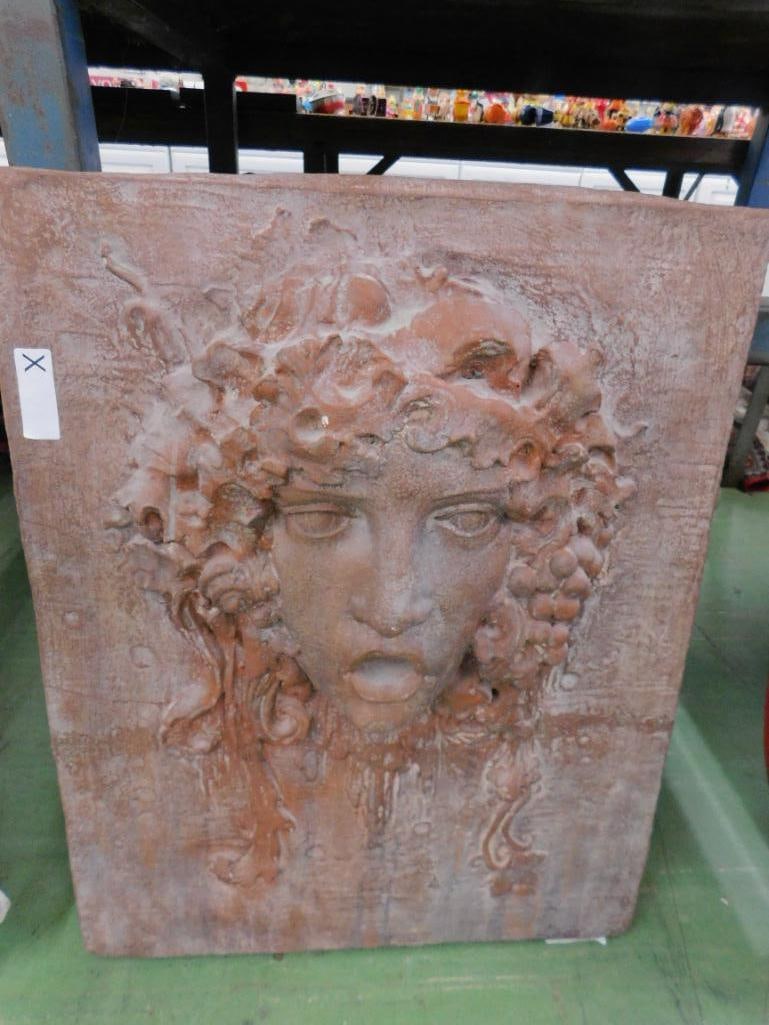 Large Plaster Wall Hung Art - Womens Bust - Unsigned - 29" x 23" x 6" - 10
