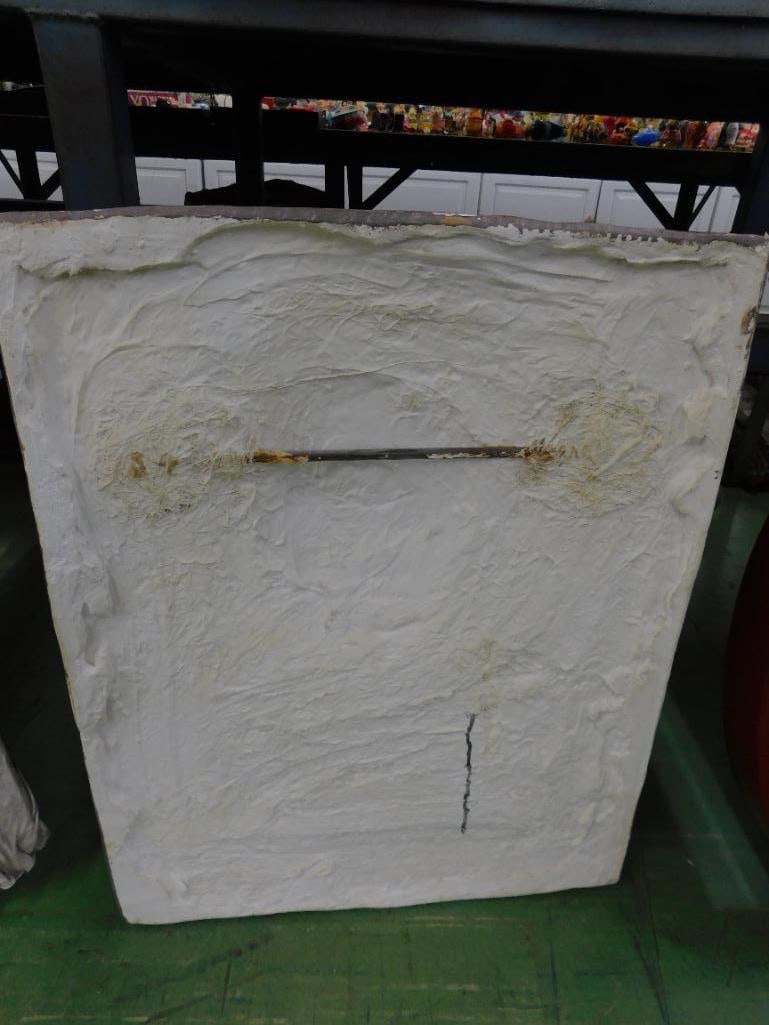 Large Plaster Wall Hung Art - Womens Bust - Unsigned - 29" x 23" x 6" - 6