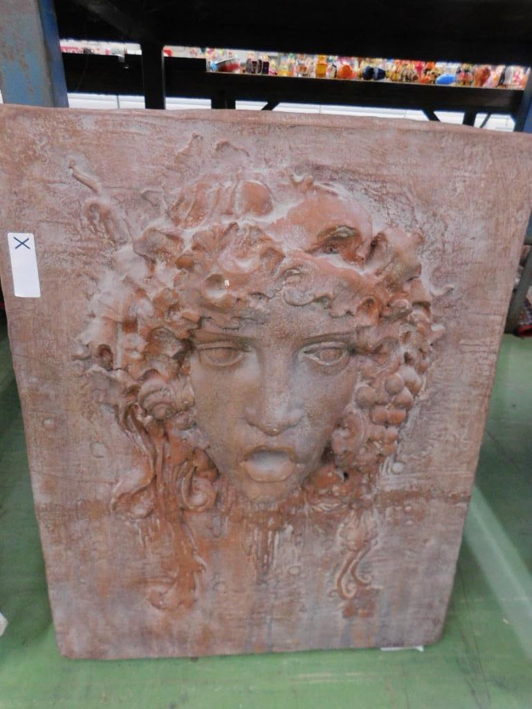Large Plaster Wall Hung Art - Womens Bust - Unsigned - 29" x 23" x 6" - 9