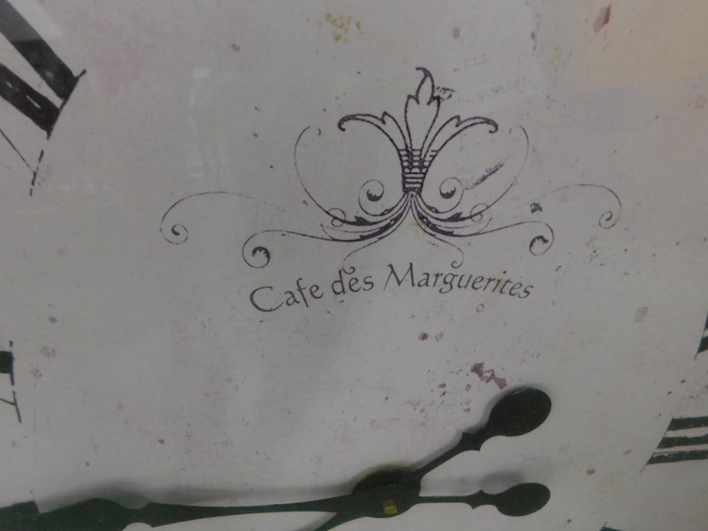 Oversize Metal Battery Operated Wall Clock - "Caf De Marquerites" - 38" x 22" x 4" - 3