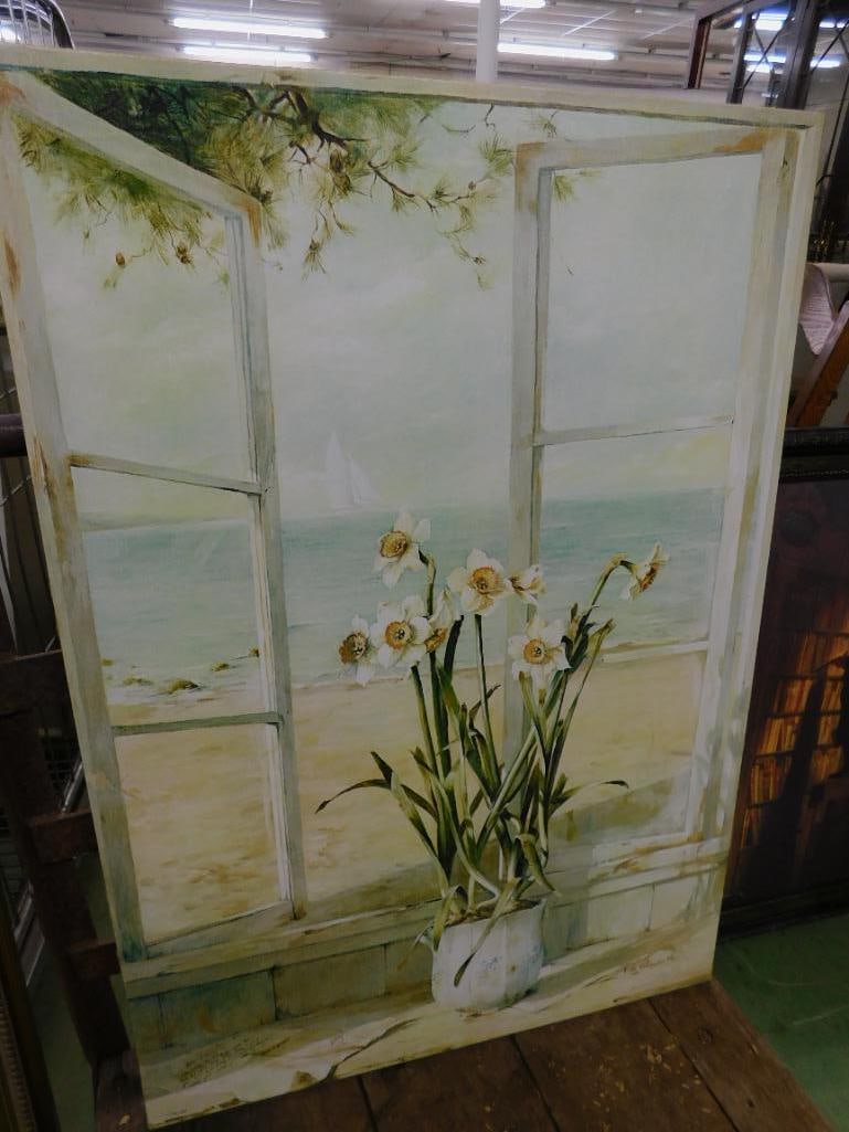 Fabrice de Villeneuve - Giclee On Canvas - "Narcissus In Window" - Limited Edition 621/995 - 12