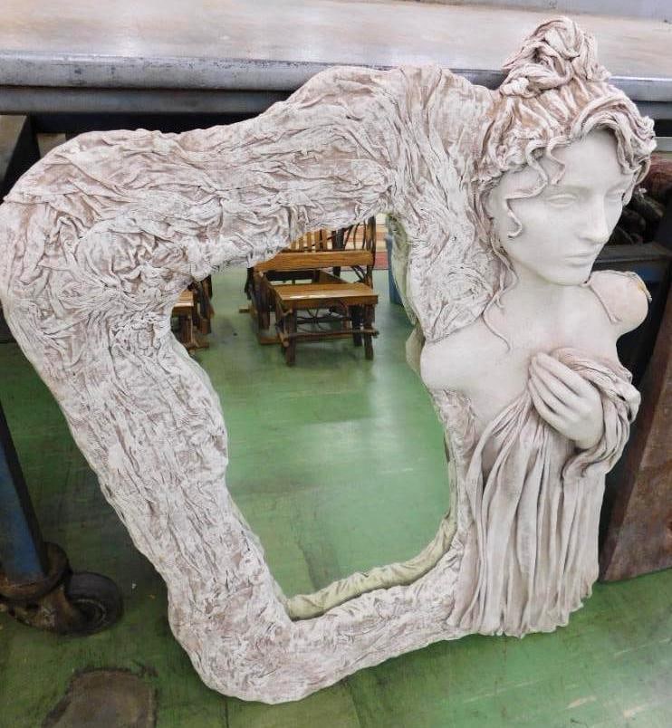 Fabric Machier Mirror - Figural Woman - Signed Jellema 2003 - 39" x 32" x 6": See Photos For Condition and Details