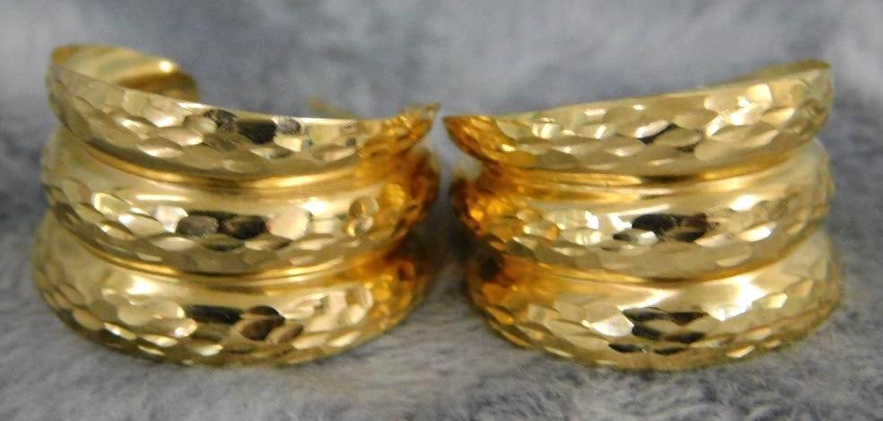 14K Yellow Gold - Pierced Earrings - Hoop - 2.31 Grams: XRF Tested - See Photos For Condition and Details