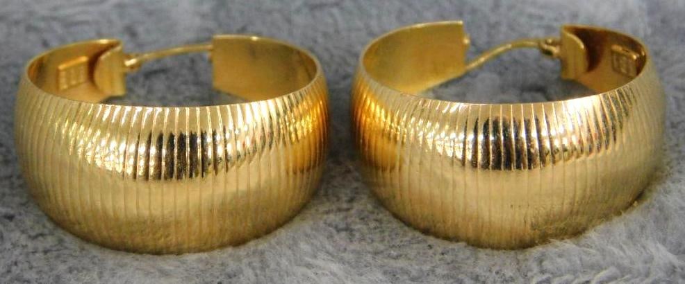 14K Yellow Gold - Pierced Earrings - Hoop - 7.61 Grams: XRF Tested - See Photos For Condition and Details