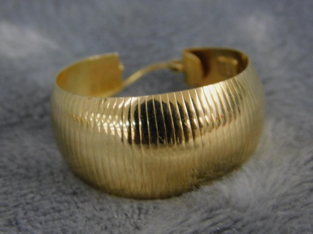 14K Yellow Gold - Pierced Earrings - Hoop - 7.61 Grams - 3