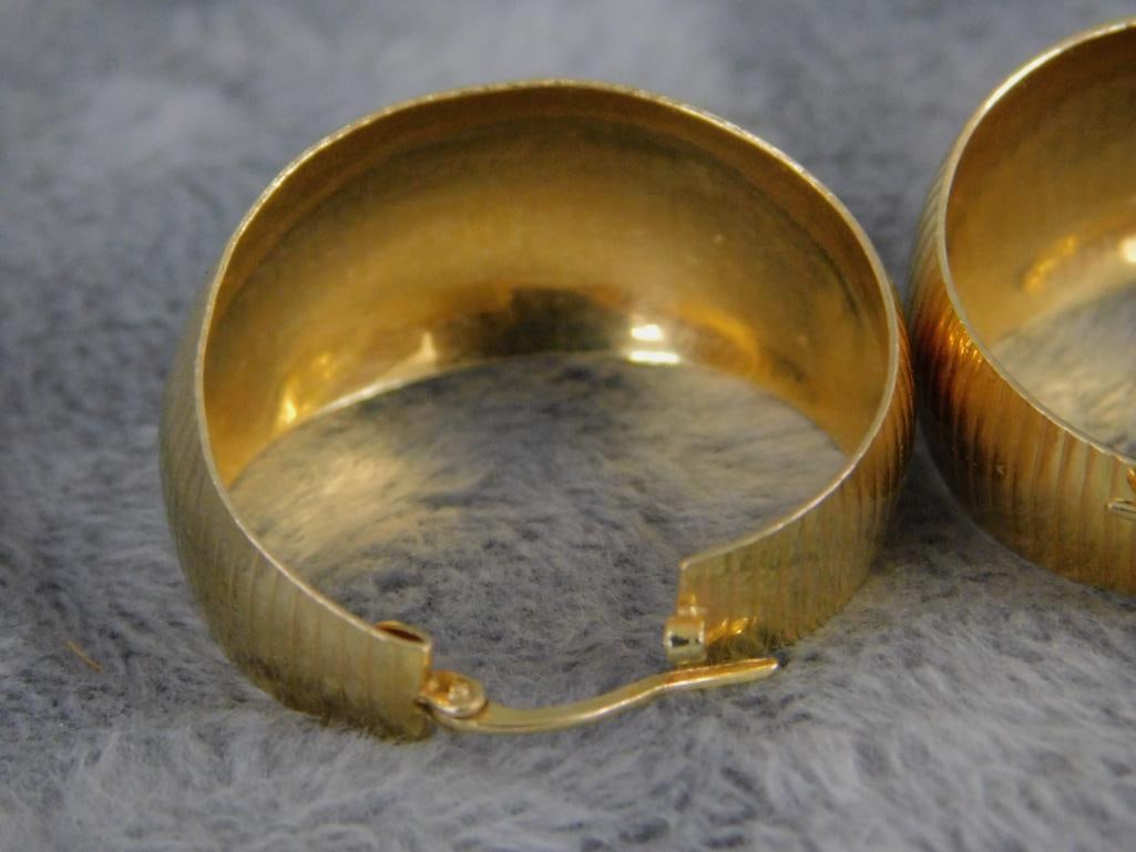 14K Yellow Gold - Pierced Earrings - Hoop - 7.61 Grams - 4