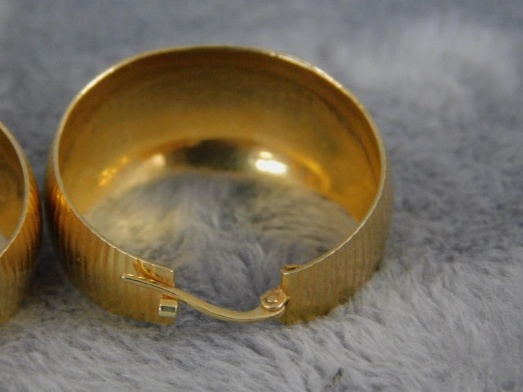 14K Yellow Gold - Pierced Earrings - Hoop - 7.61 Grams - 5