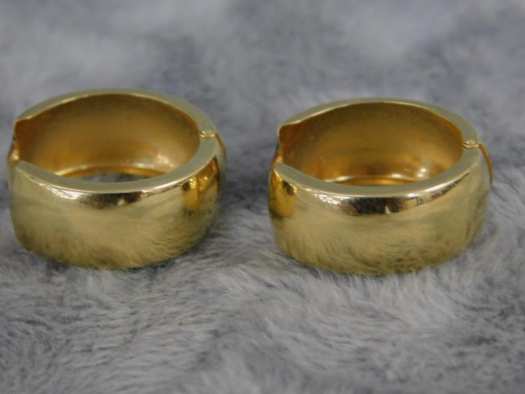 14K Yellow Gold - Pierced Earrings - Hoop - 3.58 Grams - 4