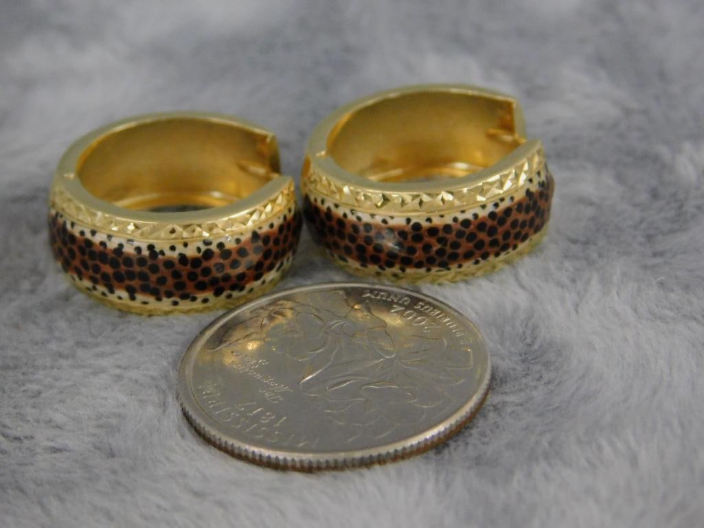 14K Yellow Gold - Pierced Earrings - Hoop - 3.58 Grams - 5