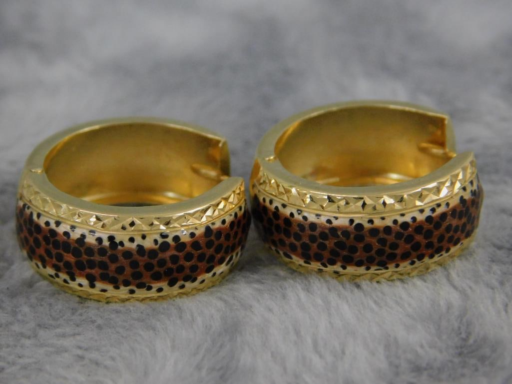 14K Yellow Gold - Pierced Earrings - Hoop - 3.58 Grams - 6