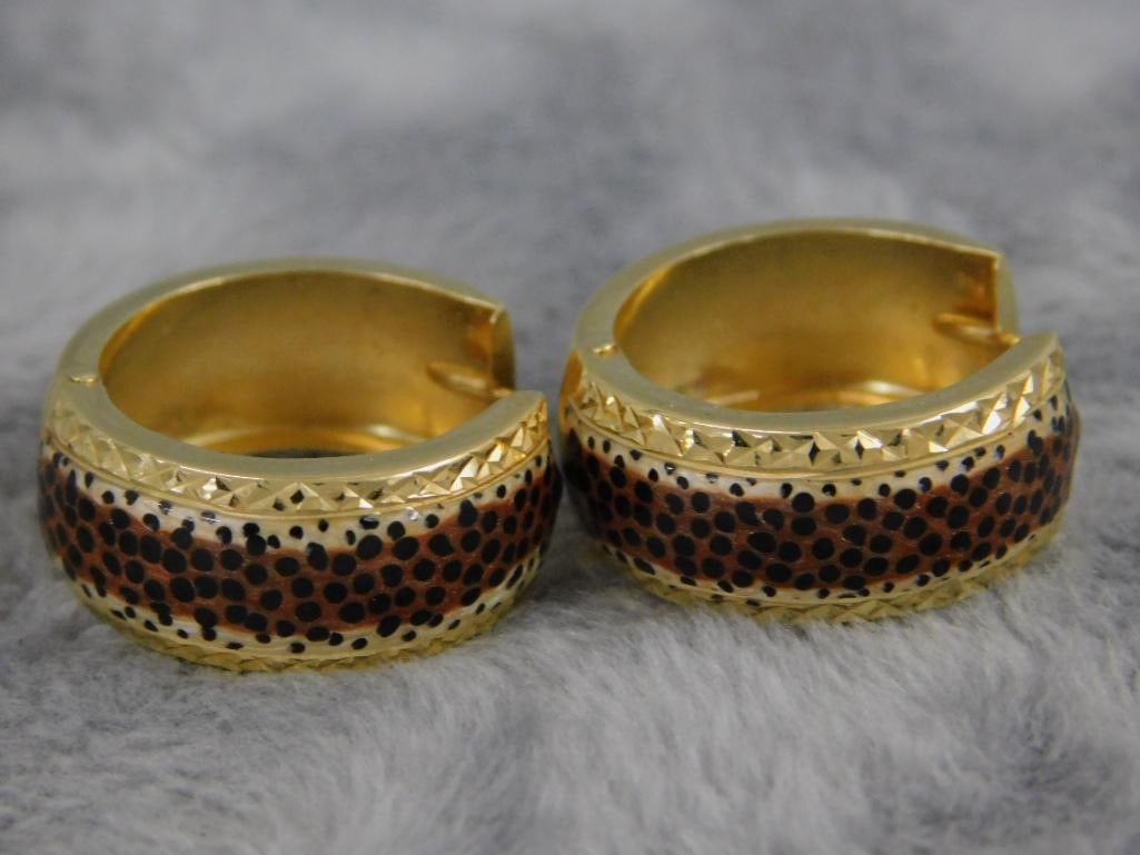 14K Yellow Gold - Pierced Earrings - Hoop - 3.58 Grams - 7
