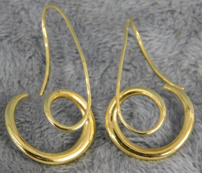14K Yellow Gold - Pierced Earrings - Spiral - 3.60 Grams: XRF Tested - See Photos For Condition and Details