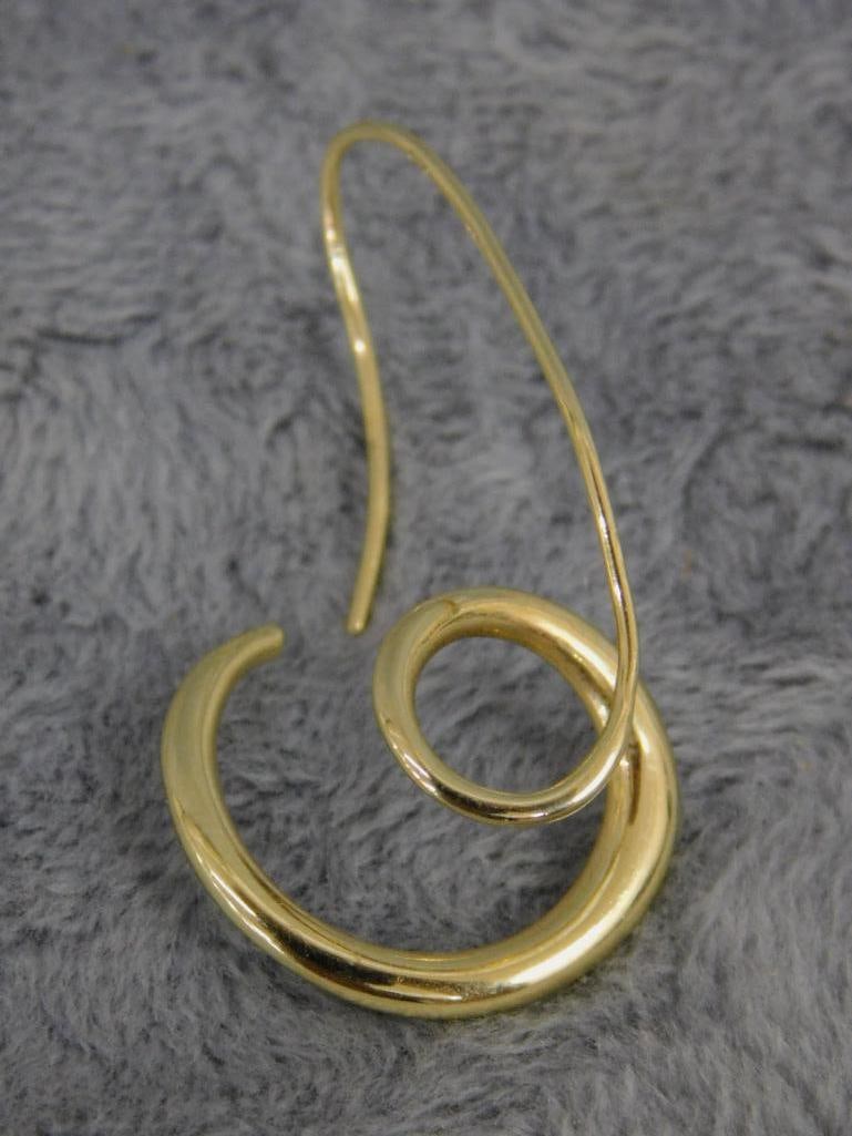 14K Yellow Gold - Pierced Earrings - Spiral - 3.60 Grams - 2