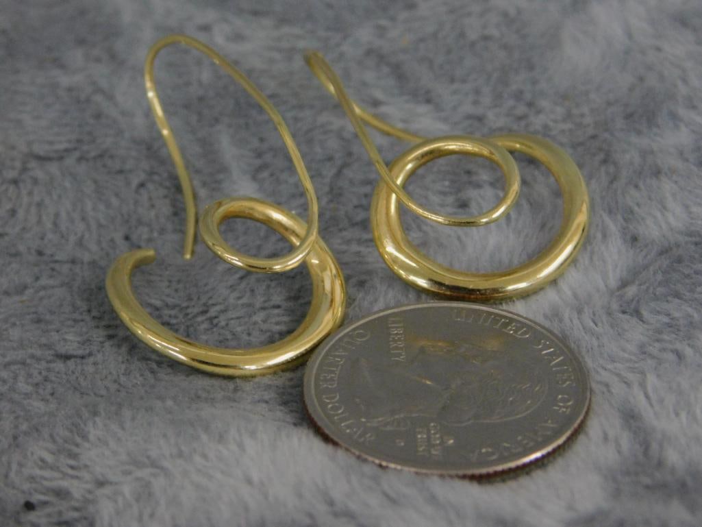 14K Yellow Gold - Pierced Earrings - Spiral - 3.60 Grams - 4