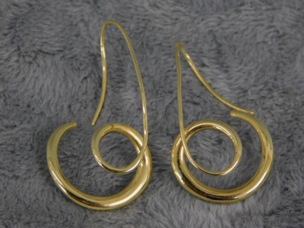 14K Yellow Gold - Pierced Earrings - Spiral - 3.60 Grams - 5
