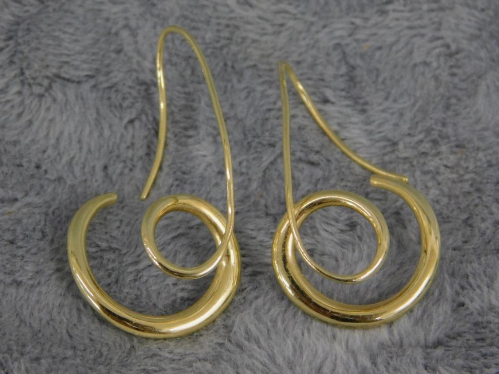 14K Yellow Gold - Pierced Earrings - Spiral - 3.60 Grams - 6