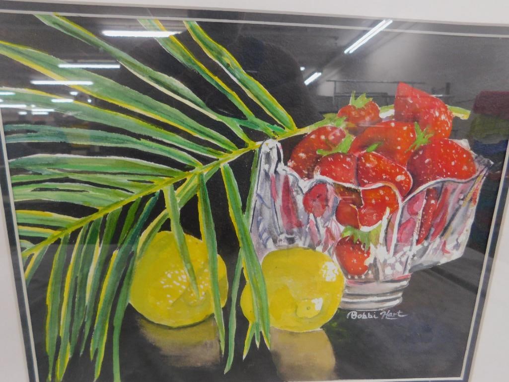 Bobbi Hart Signed Watercolor - "Sparkling Berries" - 19.5" x 23.5" - 2